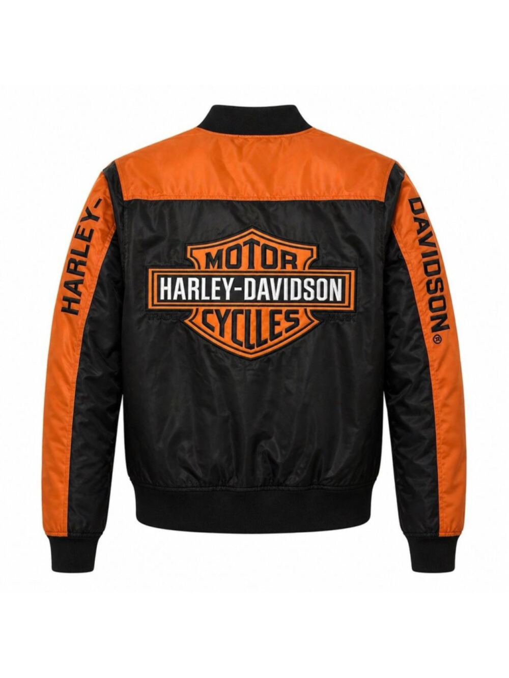 Harley-Davidson Orange Bar and Shield Nylon Bomber Jacket S